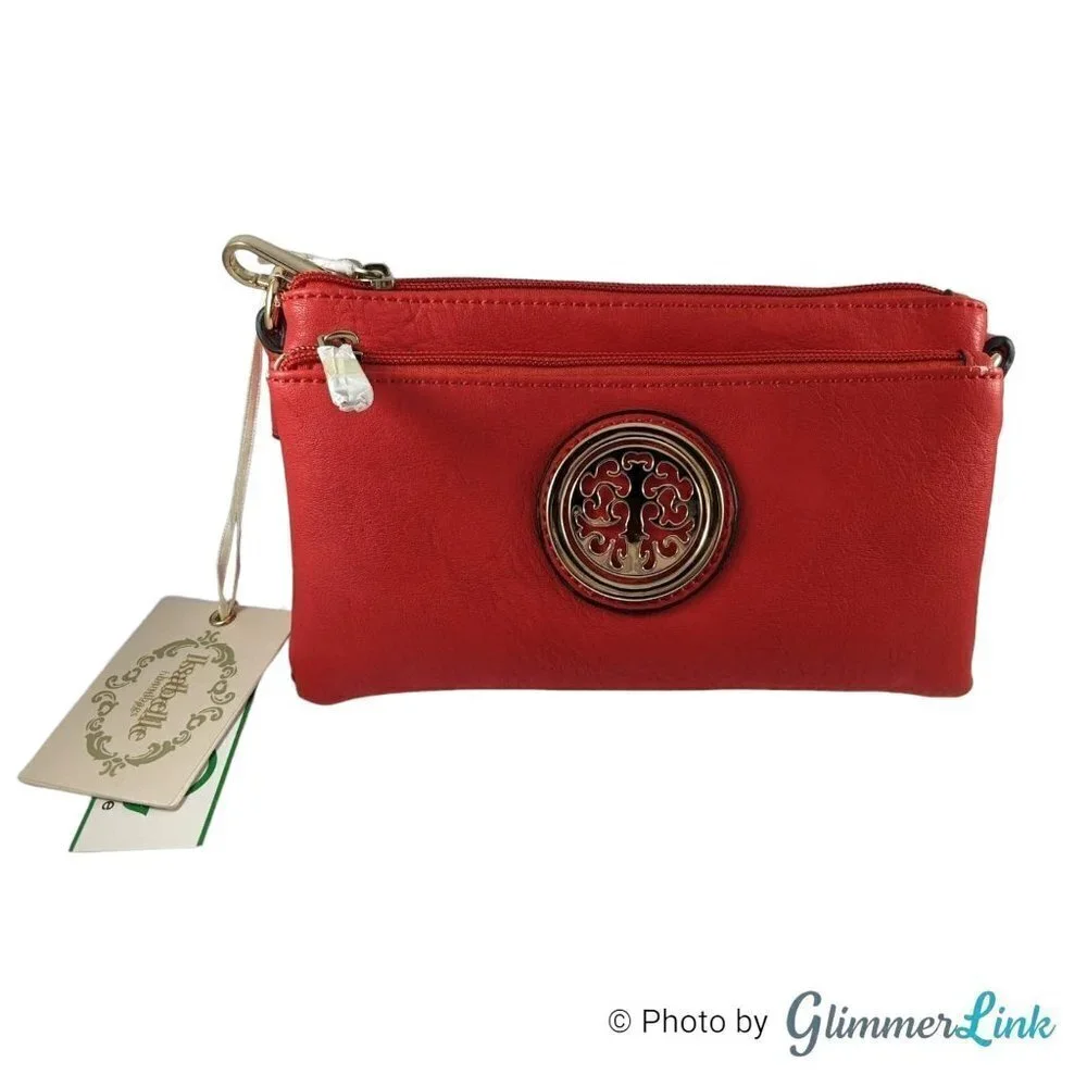NWT Isabelle Red Vegan Crossbody Clutch Bag - Picture 5 of 14
